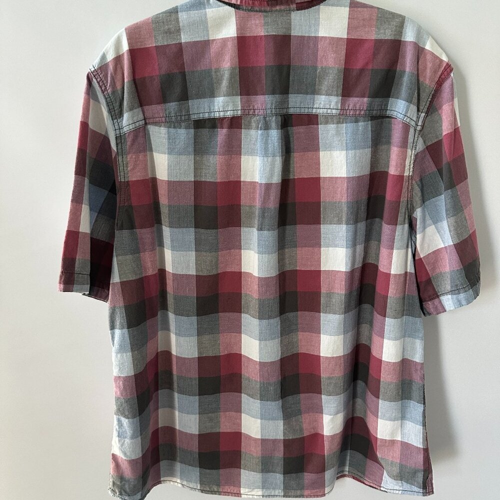 Mossimo Supply Red, White & Blue Plaid XL Men's Short Sleeve Shirt  100% Cotton - Picture 6 of 9